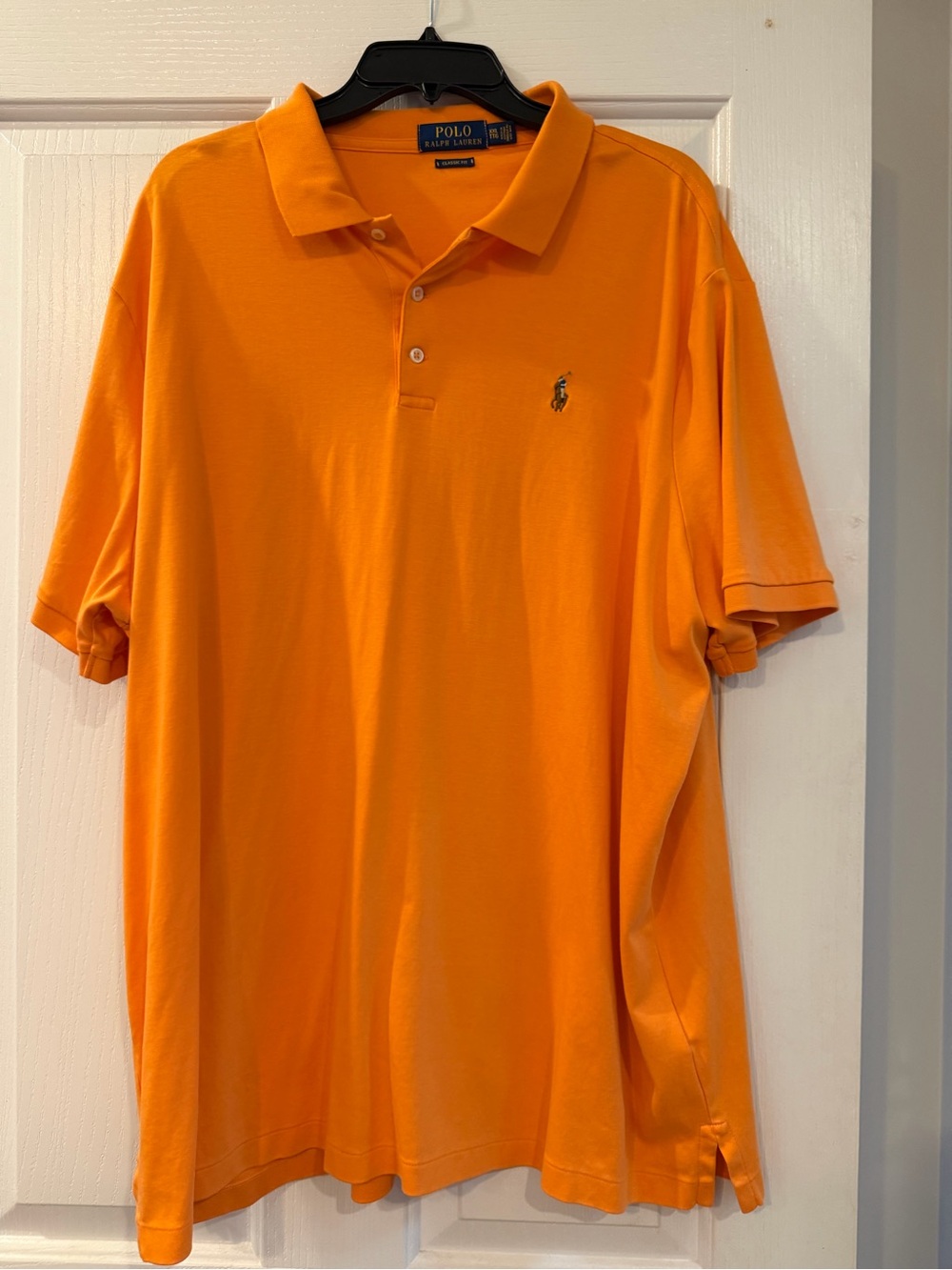 Ralph Lauren Men's Bright Orange Polo Shirt with Embroidered Pony